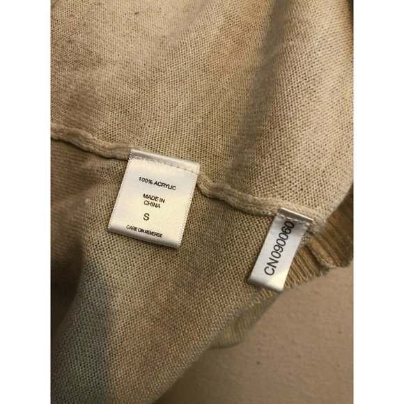 New‎ York and company Small crop 3/4 sleeve sweater Ruffle Front Beige Shrug - Picture 5 of 6